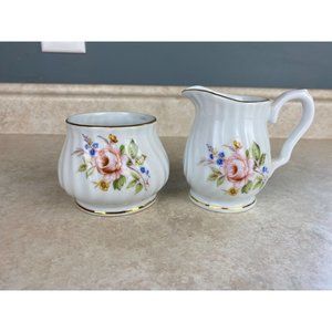 Royal Oak  Bone China  Floral Creamer And Open Sugar Bowl